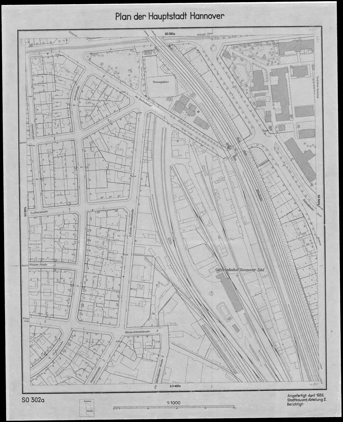 Historischer Stadtplan von Hannover im Maßstab 1:1000, Blatt SO 302a